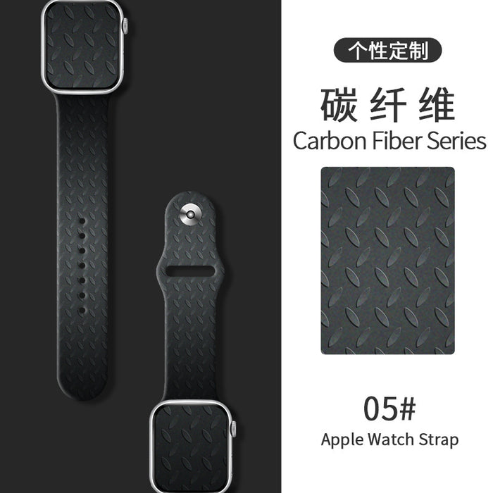 Wholesale Carbon Fiber Printed Silicone Watch Strap Wristband JDC-WD-NuoQi029