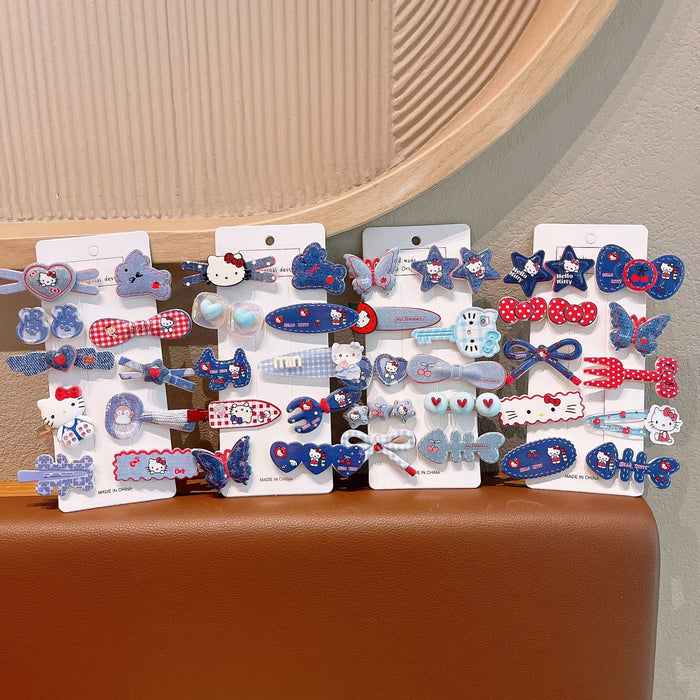 Wholesale Denim Girls'  Plaid Bow Hair Clip