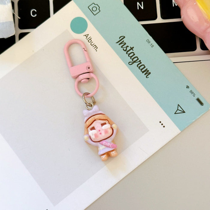Wholesale Cartoon Resin Keychain Blue Skirt Cute Bag Charm Gift