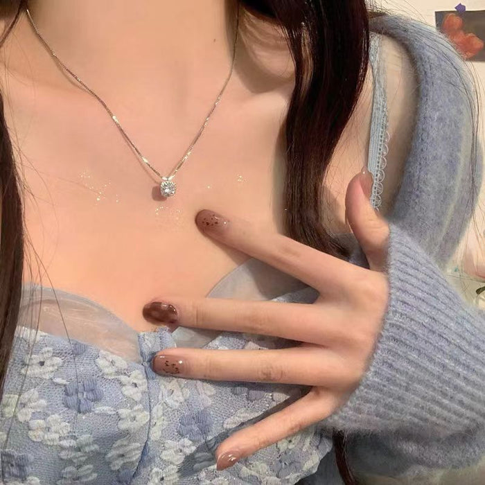 Wholesale Square zircon necklace, light luxury, simple and versatile temperament, collarbone chain