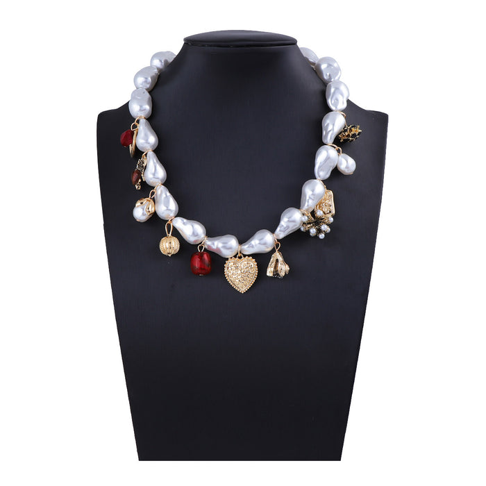 Wholesale Imitation Pearl Love Geometry Pendant Daily Wear Women Necklace