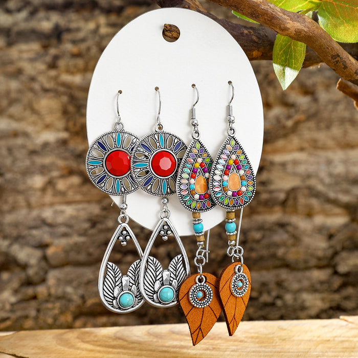 Wholesale Alloy Tassel Earring Set Retro Ethnic Style Bohemian Jewelry Accessory MOQ≥2
