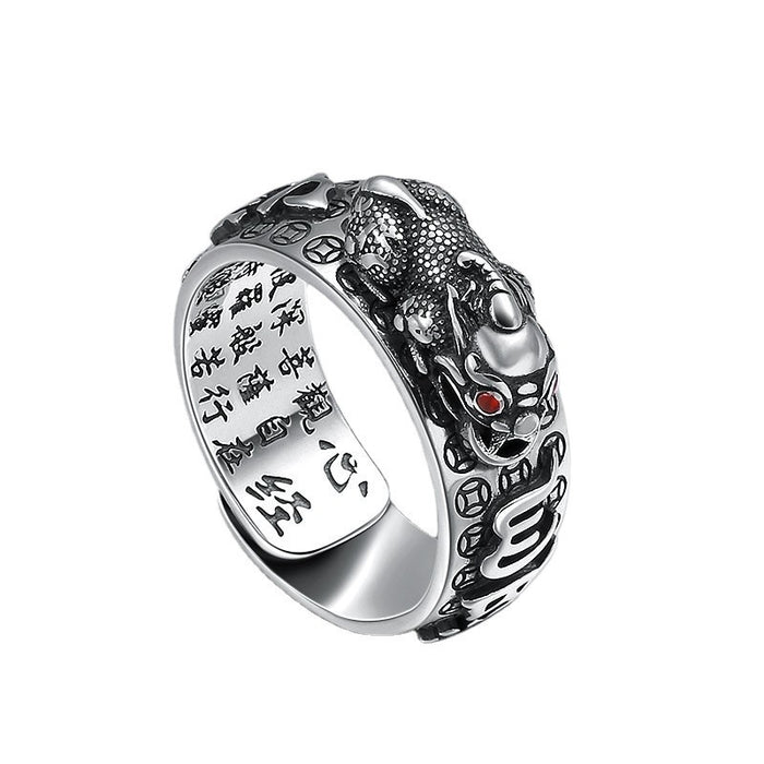 Wholesale Vintage silver Pixiu ring for men