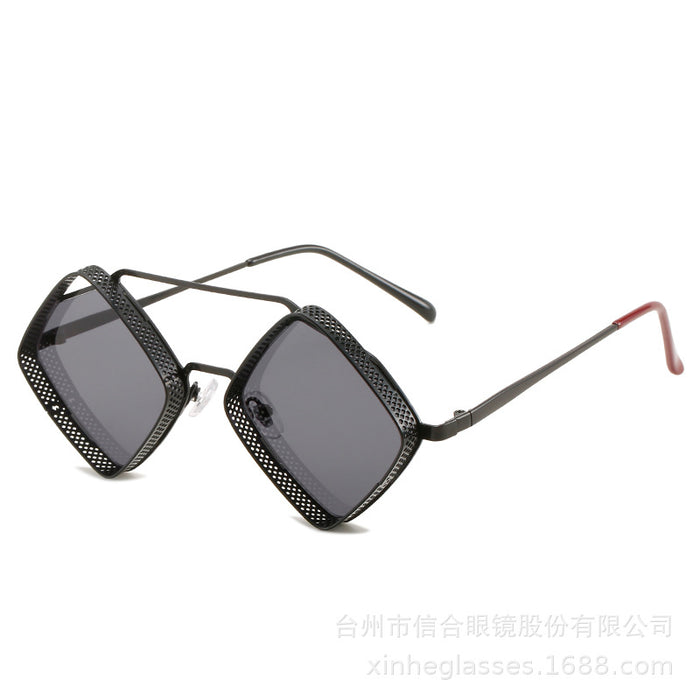 Wholesale Metal Rhombus Double-Bridge Sunglasses