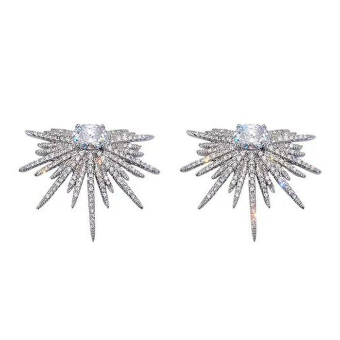 Wholesale Wings Full of Diamond Earrings Exaggerated Shining Star Earrings 925 Women's Earrings