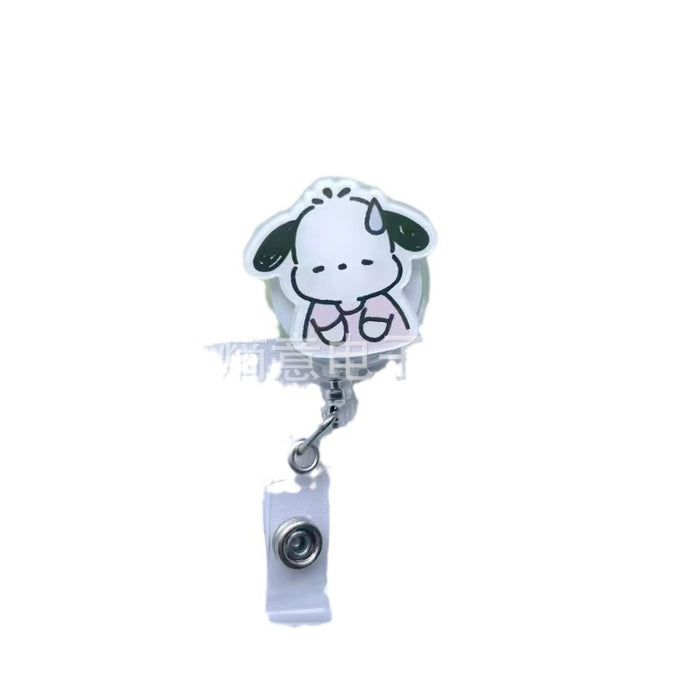 Wholesale Cute Cartoon Retractable Hanging Buckle Badge Reels Keychains