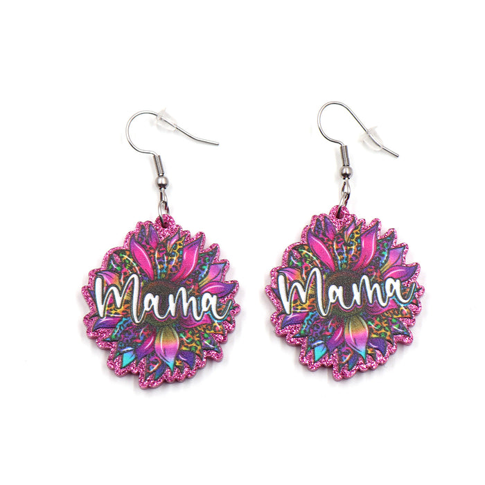 Wholesale Colorful Flowers Mom Mother's Day Acrylic Earrings JDC-ES-XiaoYan006