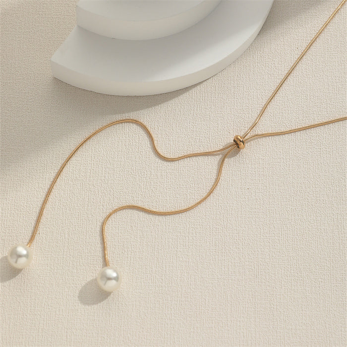 Wholesale Long pearl necklace with high-end design and niche simplicity, versatile collarbone chain