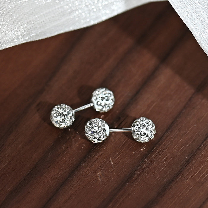 Wholesale Silver sparkling diamond ball with hanging earrings, simple and niche design, exquisite ear bone studs and earrings