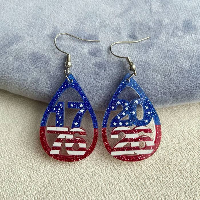 Wholesale Acrylic Heart-Shaped Teardrop Number Double-Layer Earrings