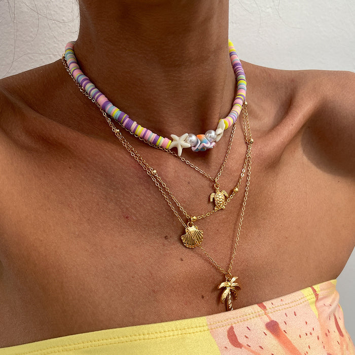 Wholesale Jewelry Fashion Ocean Style Soft Pottery Shell Pendant Necklace