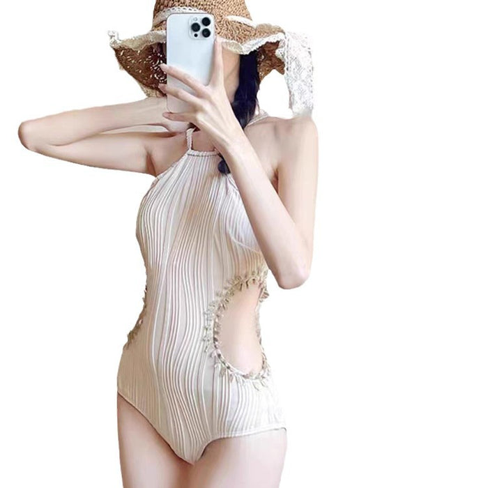 Wholesale New swimsuit summer one-piece high-end feeling sexy and slimming, backless hot spring vacation swimsuit for women