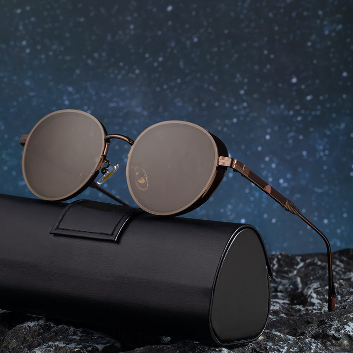 Wholesale Retro oval frame sunglasses side bag small frame sunglasses fashionable metal full frame glasses