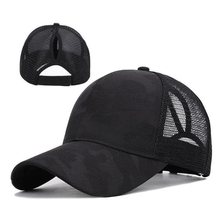 Wholesale Open ponytail camouflage pattern cap Women's Outdoor running fitness  baseball cap breathable sunshade cap