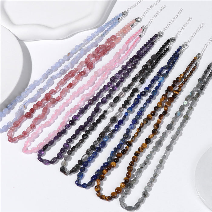 Wholesale Stone necklace irregular natural stone handmade jewelry sweater chain