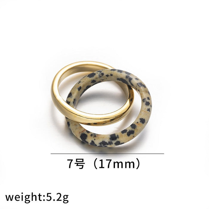 Wholesale Vintage brass gold-plated zircon agate titanium steel ring fashionable autumn and winter