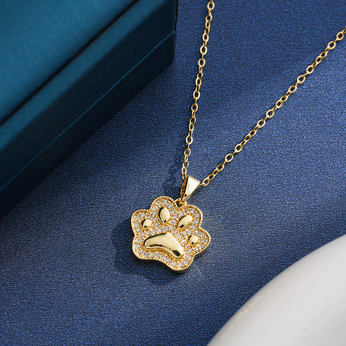 Wholesale A touch of luxury with a cute cat paw pendant necklace for women,  simple,  versatile,  and stylish clavicle chain.