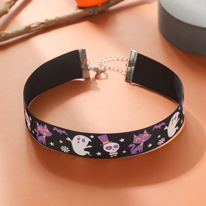 Wholesale Halloween Fabric Ghost Spider Cute Cartoon Necklace JDC-NE-JunJie001