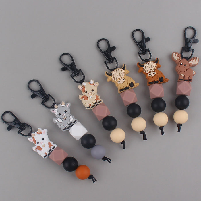 Wholesale Animal Silicone Bead Keychain JDC-KC-GuangTian025