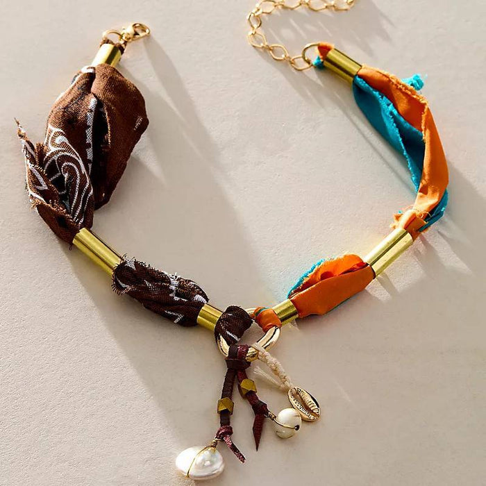 Wholesale ]New Fashion Fabric Bracelet Natural Bead Pendant Fabric Knot Bracelet