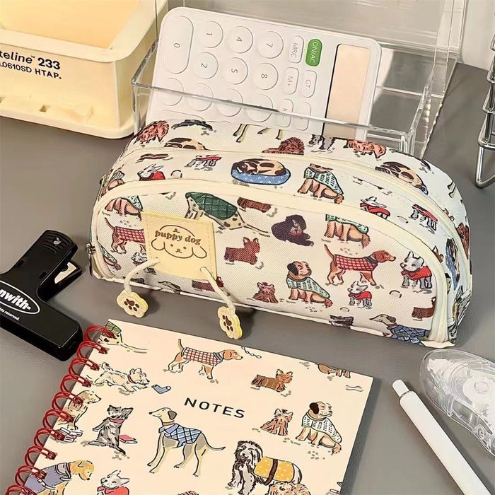Wholesale Double Zipper Double Layer Pencil Bag