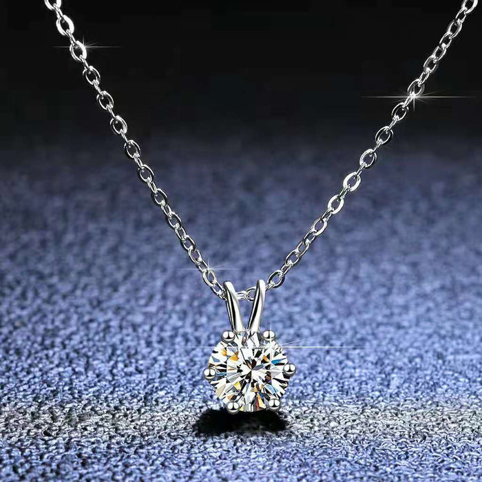 Wholesale Necklace with high-end feel, single diamond pendant, collarbone chain, silver jewelry