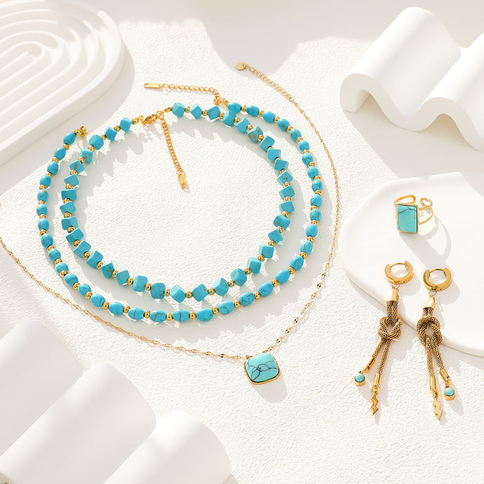 Wholesale 2pcs Luxury Beaded Jewelry Turquoise Necklace