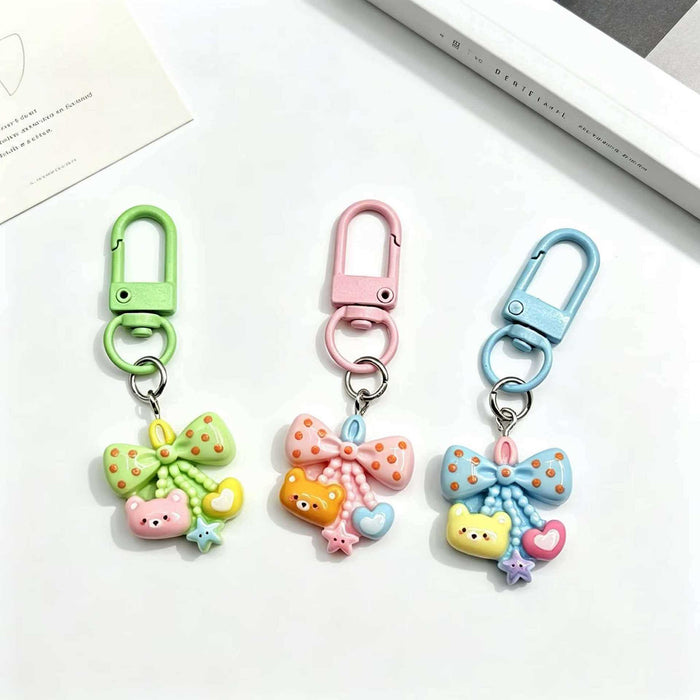 Wholesale Cute Bow Bear Resin Bag Charm Sweet Pendant DIY Gift For Couple And