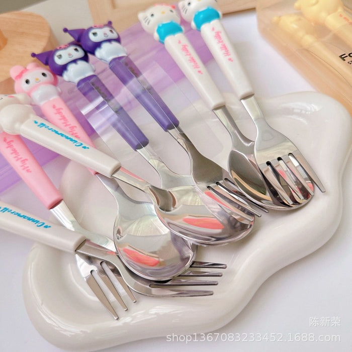 Wholesale Children's Stainless Steel Portable Tableware Set with Silicone Handle JDC-SN-CXR001