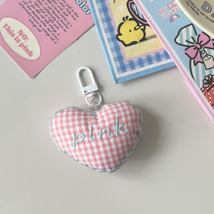 Wholesale Cute cotton three-dimensional plaid love key chain schoolbag pendant girlfriends couple gift accessories bag accessories