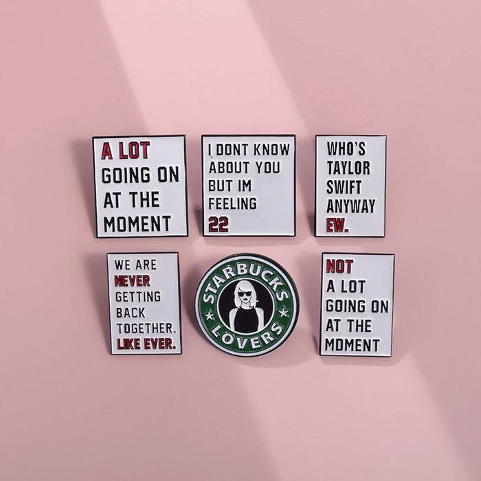Wholesale Chic Music Lyrics Brooch Pin Creative Geometric Dialog Shape English Alphabet Badge Decorative Brooch