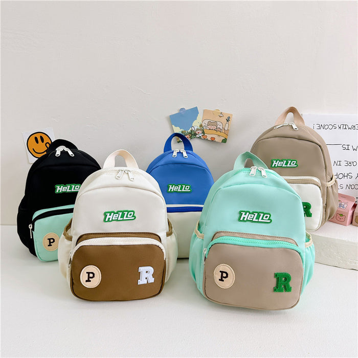 Wholesale Letter Contrast Nylon Children's Backpack JDC-BP-YuanDuo083