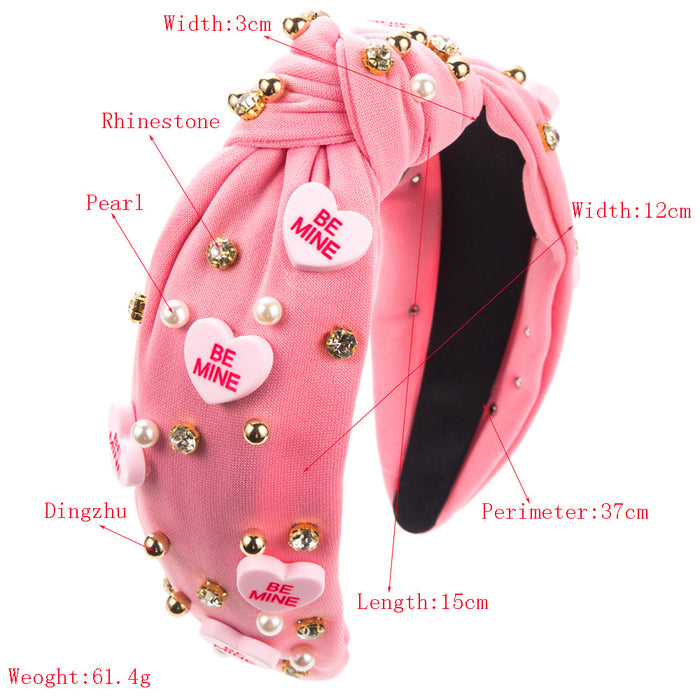 Wholesale Heart-shaped headband with rhinestones and pearls for Valentine' s Day