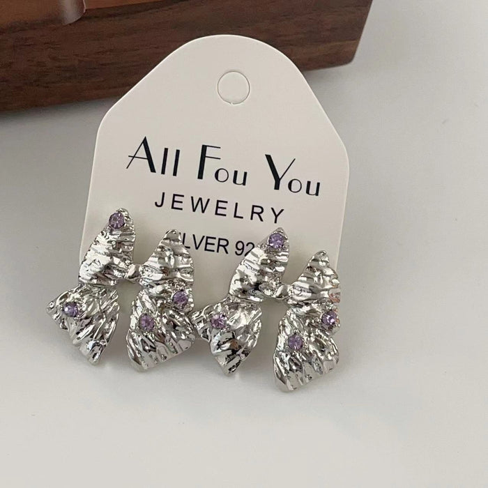 Wholesale Silver Needle Bow Earrings JDC-ES-LuY002