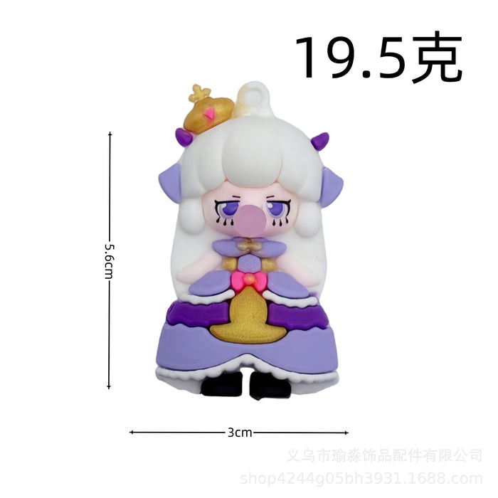 Wholesale 8pcs Cartoon Soft Rubber Bubble Blowing Girl Keychain