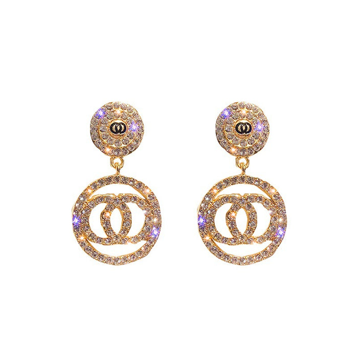 Wholesale Full Diamond Korean Temperament Earrings JDC-ES-Haow002