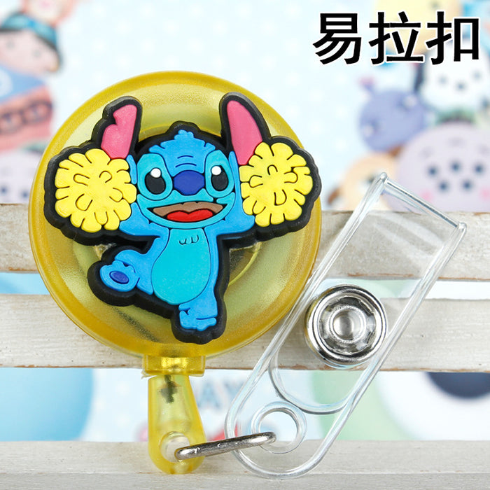 Wholesale Cartoon Badge Scroll Retractable Plastic Keychain JDC-KC-LuoKe007