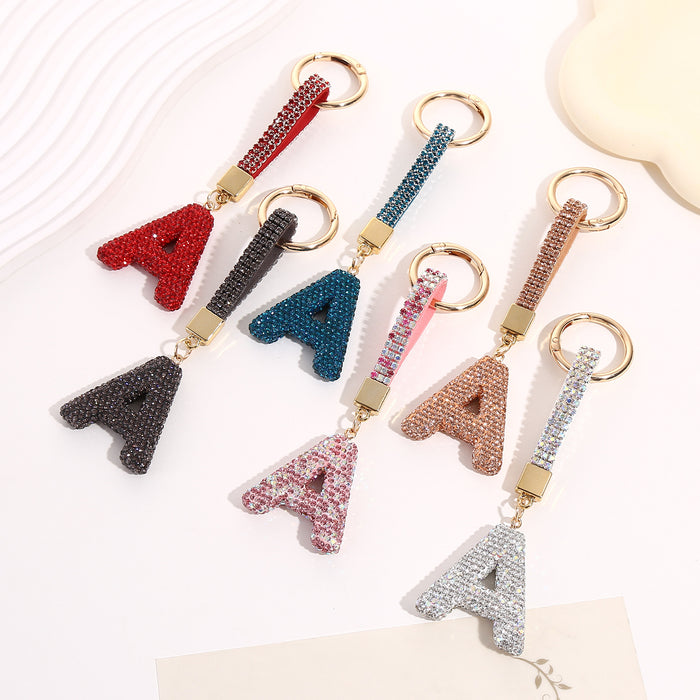 Wholesale Diamond Letter Keychain Car Key Pendant Diamond English Letter Key Chain