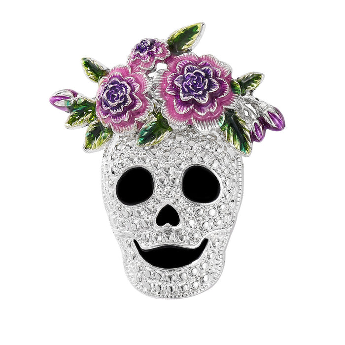 Wholesale Zinc Alloy Skull Brooch Spooky  Fashion Pin Gold Tone Party Accessory