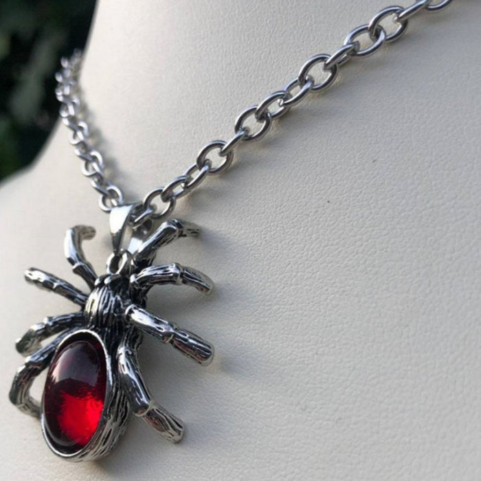 Wholesale Halloween Spider Pendant Necklace Personality Punk Hip Hop Horror Alloy Jewelry