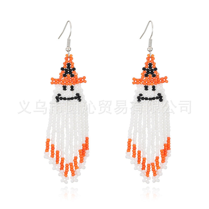 Wholesale  tassel earrings female creative skull ghost handmade rice beads earrings earrings