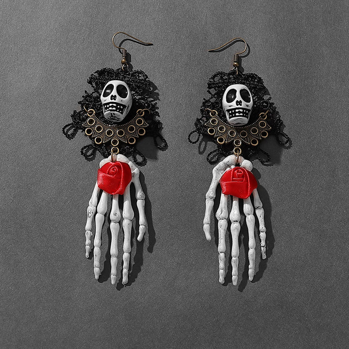 Wholesale Gothic Horror Skull Palm Halloween Resin Earrings JDC-ES-Qianzi001