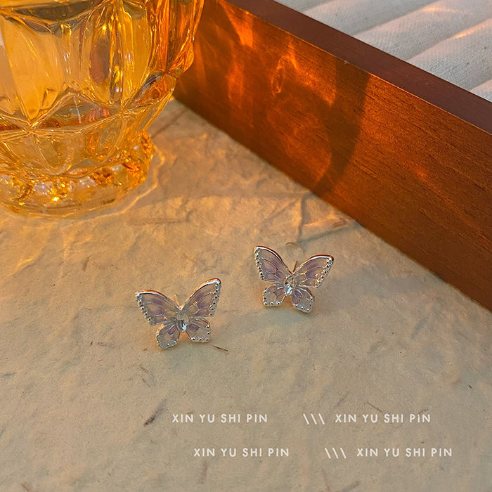 Wholesale New gradient purple butterfly earrings with exquisite and versatile temperament, earrings and ear accessories