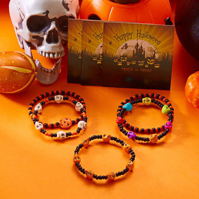 Wholesale  Resin Bracelets,  Versatile Sweet and Cool Beaded Bracelets Skull Paper Card Bracelets