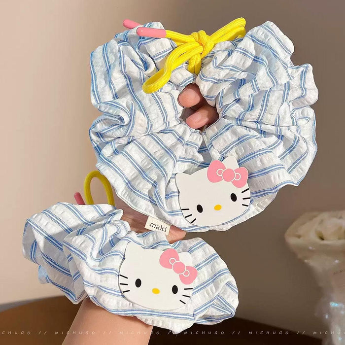 Wholesale Cute blue and white striped  hair scrunchies