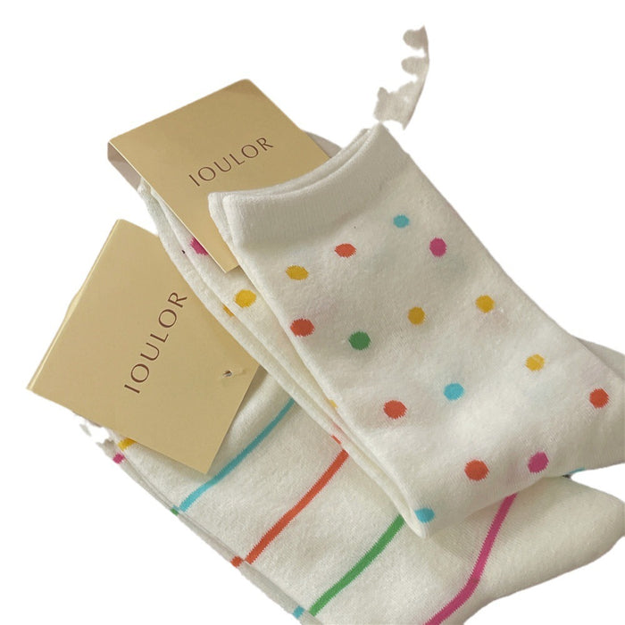 Wholesale Colorful polka dot sweat absorbing casual cotton socks for wearing mid length socks