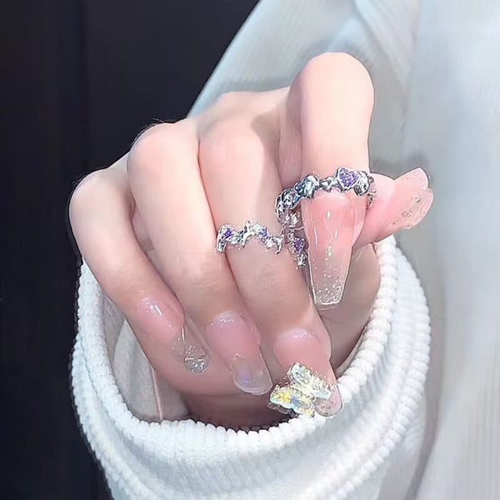 Wholesale Love four pointed star index finger opening ring, niche design, layered ring