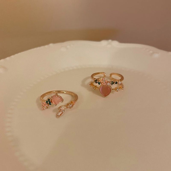 Wholesale Double layered heart-shaped open ring design with a luxurious and high-end feel. Adjustable index finger ring