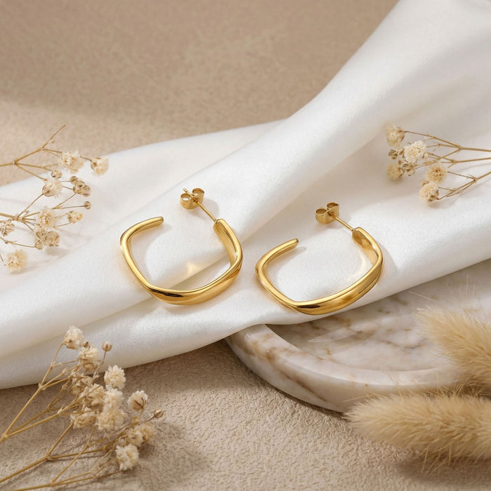 Wholesale Stainless steel Gold Square Hoop Earrings