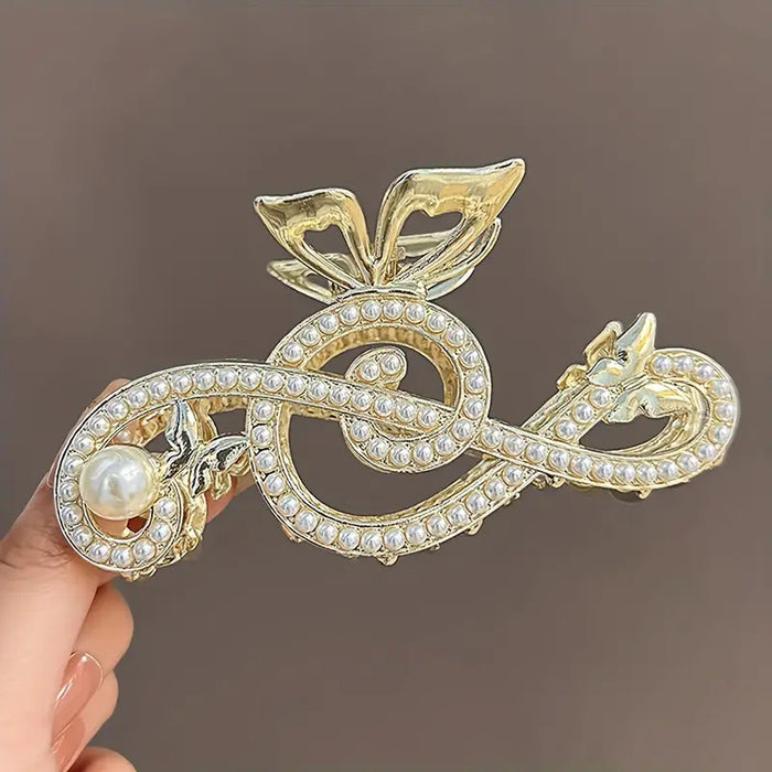 Wholesale Music Note Pearl Rhinestone Metal Hair Claw Clip - Trendy Fashion Accessory